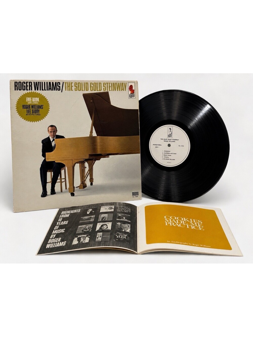 Roger Williams Solid Gold Steinway LP Mono White Label Promotional Record 1964